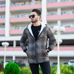 سوییشرت پشمی چهارخانه نوک مدادی