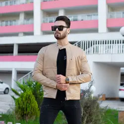 کاپشن چرم مردانه G-STAR کرم_کد 4190