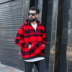هودی مردانه چهارخانه قرمز