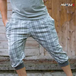 شلوارک مردانه چهارخانه طوسی