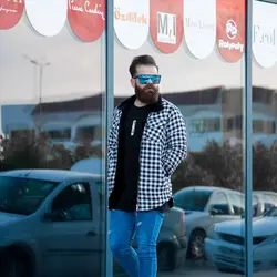سوییشرت چهارخانه سفید مشکی_کد 3945