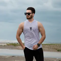 رکابی کلاه دار مردانه JUST DO IT _سفید