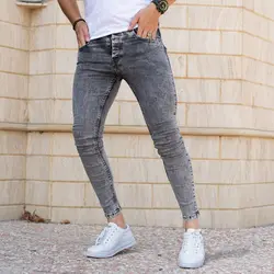 شلوار جین مردانه زاپدار خاکستری JOVI