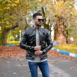 کاپشن چرم مردانه Z مشکی_کد 4353