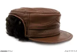 کلاه شکاری چرم طبیعی رنگ قهوه ای