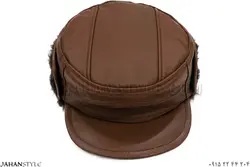 کلاه شکاری چرم طبیعی رنگ قهوه ای