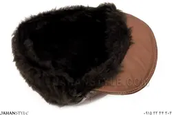 کلاه شکاری چرم طبیعی رنگ قهوه ای