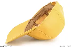 کلاه نقاب دار چرم طبیعی رنگ لیمویی