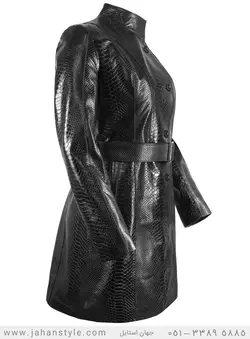 پالتو چرم طبیعی زنانه طرح پوست مار پیتون