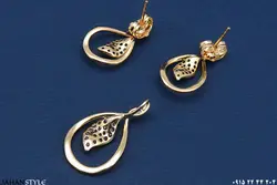نیم ست طلایی نگین دار طرح برگ XUPING