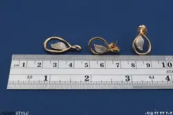 نیم ست طلایی نگین دار طرح برگ XUPING