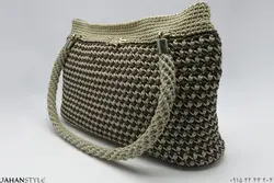 کیف مکرومه بافی دست بافت طرح کاملیا