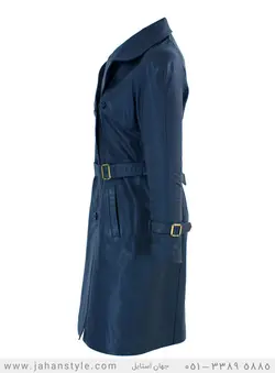 پالتو چرم طبیعی زنانه سرمه ای