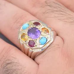 انگشتر چند جواهر اصل «کد 1959»