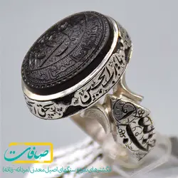 انگشتر عقیق مشکی یمنی خطی 