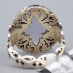 انگشتر عقیق کبود یمنی خطی 