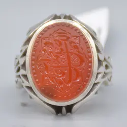 انگشتر عقیق یمنی خطی 