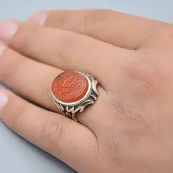 انگشتر عقیق یمنی خطی 