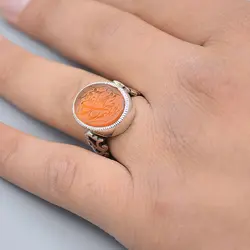 انگشتر عقیق یمنی خطی 