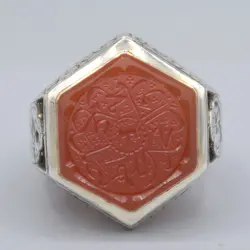 انگشتر عقیق یمنی خطی 