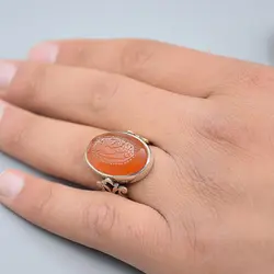 انگشتر عقیق یمنی خطی تراشدار 