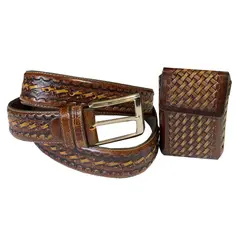 ست مردانه کمربند و جاسیگاری حصیری کد101144