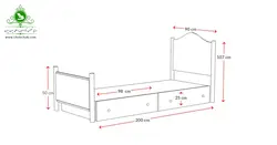 تخت خواب یک نفره دخترانه MDF وکیوم مدل رویا | فروشگاه اینترنتی چوب چوب