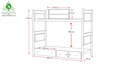 تخت خواب دوطبقه آریا | فروشگاه اینترنتی چوب چوب
