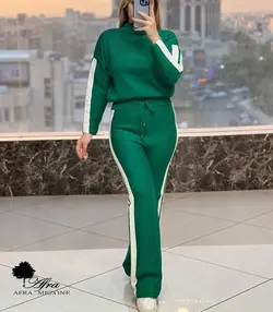ست بلوز و شلوار بافت بغل خط دار کد 14001705