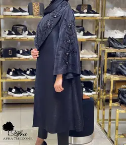 مانتو ژاکارد سنگ دوزی گل کد 14001040