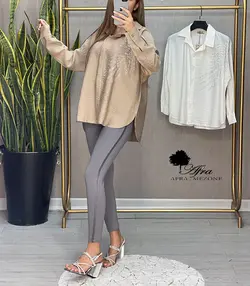 شومیز سنگ دوزی طرح برگ کد 14002094
