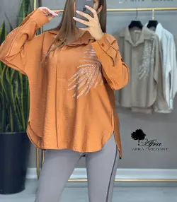 شومیز سنگ دوزی طرح برگ کد 14002094