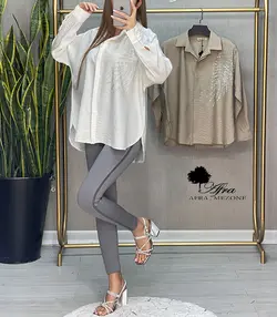 شومیز سنگ دوزی طرح برگ کد 14002094