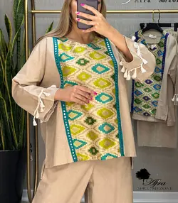 ست بلوز شلوار هندی استین منگوله کد 14002454