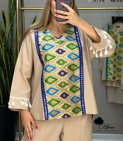 ست بلوز شلوار هندی استین منگوله کد 14002454