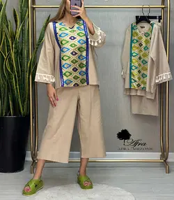 ست بلوز شلوار هندی استین منگوله کد 14002454