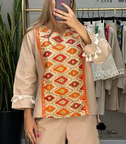 ست بلوز شلوار هندی استین منگوله کد 14002454