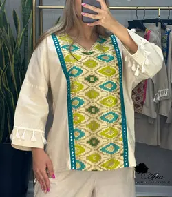 ست بلوز شلوار هندی استین منگوله کد 14002454