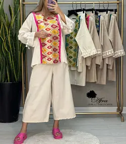 ست بلوز شلوار هندی استین منگوله کد 14002454