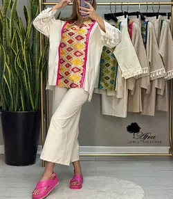 ست بلوز شلوار هندی استین منگوله کد 14002454