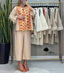 ست بلوز شلوار هندی استین منگوله کد 14002454