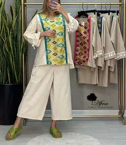 ست بلوز شلوار هندی استین منگوله کد 14002454