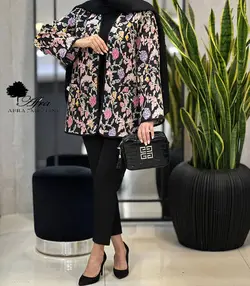 مانتو کوک دوزی گلدار جیب مربعی کد 14002592