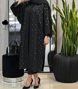 مانتو عبایی ترکیبی هندی طرح پولک مثلثی کد 14002633