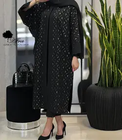 مانتو عبایی ترکیبی هندی طرح پولک مثلثی کد 14002633