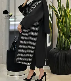 مانتو عبایی ترکیبی هندی طرح پولک رنگی کد 14002632