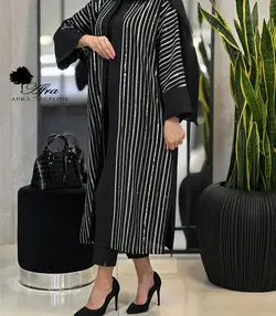 مانتو عبایی ترکیبی هندی طرح پولک رنگی کد 14002632