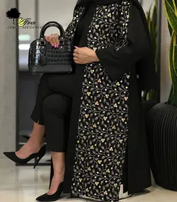 مانتو عبایی ترکیبی هندی طرح پولک گل کد 14002646