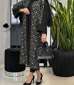 مانتو عبایی ترکیبی هندی طرح پولک گل کد 14002646