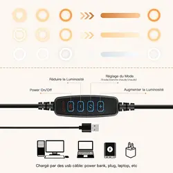 کابل دیمردار یدکی ریموت کنترل USB برای رینگ لایت